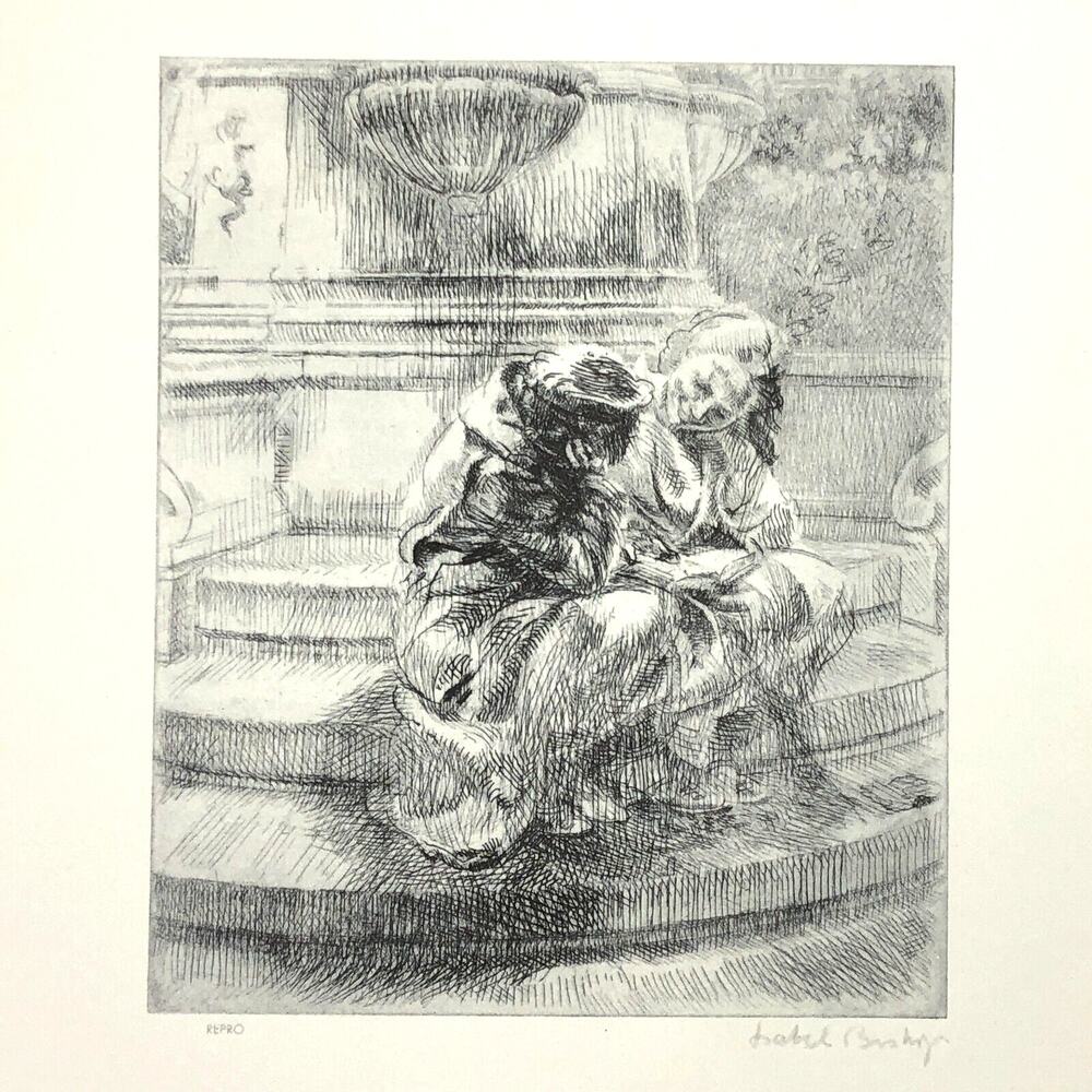 Isabel Bishop "Schoolgirls" Art 1930s Print Treasury Collection Sketch Vintage